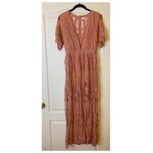 Pink Lace Maxi Dress